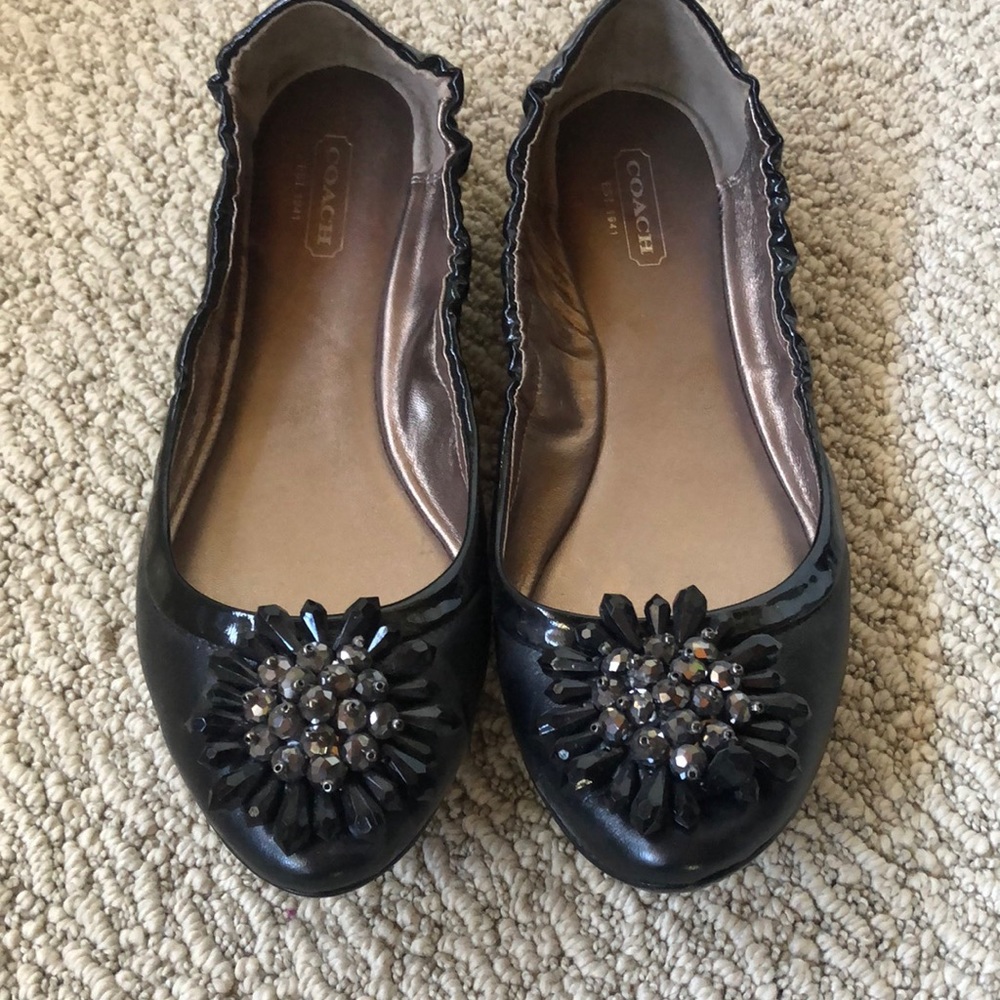 Black coach flats, new